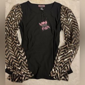 Madison LONG SLEEVES MIXED MEDIA TOP.